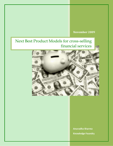 Next Best Product Models for cross-selling financial services