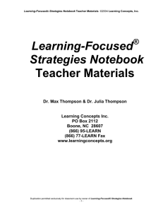 Learning-Focused Strategies Notebook Teacher Materials