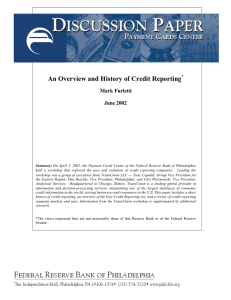 An Overview and History of Credit Reporting