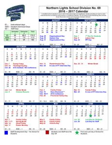 Northern Lights School Division No. 69 2016 – 2017 Calendar