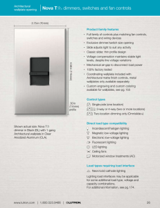 Nova Tb® dimmers, switches and fan controls