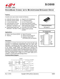Si3000 Data Sheet -- VoiceBand Codec with Microphone/Speaker