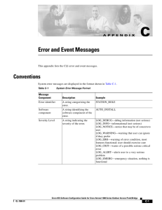 Error and Event Messages