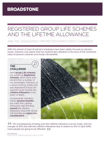 Registered Group Life Schemes and Lifetime Allowance