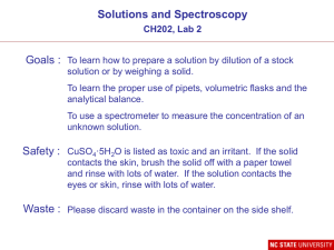 Solutions and Spectroscopy Safety : CuSO