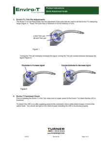 Product Instructions: Quick Adjustment Guide 1. Enviro