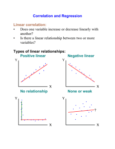 Correlation and Regression Linear correlation: • Does one variable
