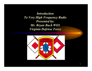 Introduction To Very High Frequency Radio Presented by: Mr. Bryan