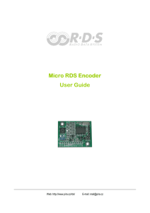 Micro RDS Encoder RDS Encoder RDS Encoder User Guide