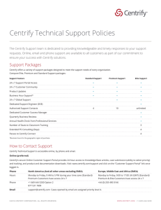 Centrify Technical Support Policies