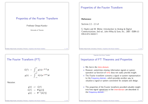 Properties of the Fourier Transform - Communications