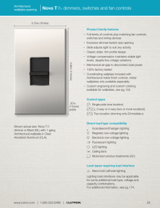 Nova Tb® dimmers, switches and fan controls