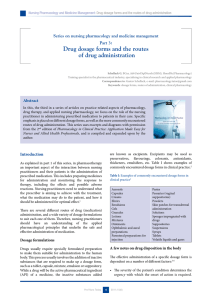 Drug dosage forms and the routes of drug administration