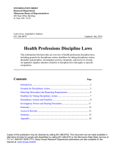 Health Professions Discipline Laws