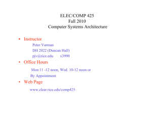 ELEC/COMP 425 Fall 2010 Computer Systems Architecture