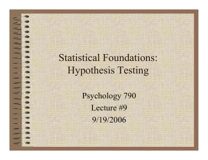 Statistical Foundations: Hypothesis Testing