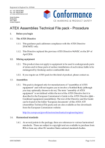 ATEX Assemblies Technical File pack - Procedure