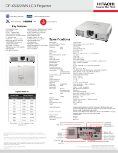 CPX5022WN LCD Data Projector Tech Specs