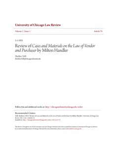 Review of Cases and Materials on the Law of Vendor and Purchaser