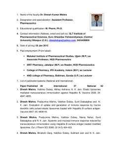 1. Name of the faculty: Dr. Dinesh Kumar Mishra 2. Designation and