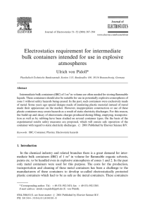 Electrostatics requirement for intermediate bulk containers intended