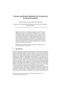 Tolerance Specification Optimization for Economic and Ecological