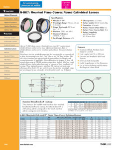 t N-BK7: Mounted Plano-Convex Round Cylindrical Lenses