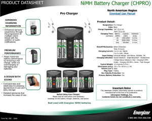 NiMH Battery Charger (CHPRO) - Energizer Technical Information