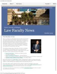 Law Faculty News October 2015 - Victoria University of Wellington