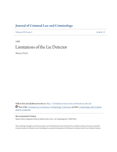 Limitations of the Lie Detector - Scholarly Commons