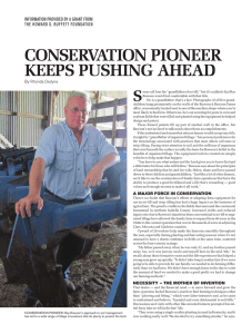 CONSERVATION PIONEER KEEPS PUSHING AHEAD