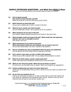 SAMPLE INTERVIEW QUESTIONS…and What they REALLY Mean