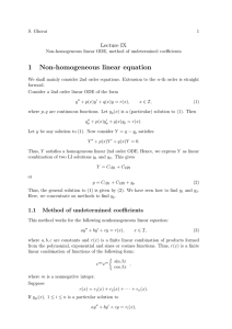 Non-homogeneous Linear ODE, Method of Undetermined Coefficients