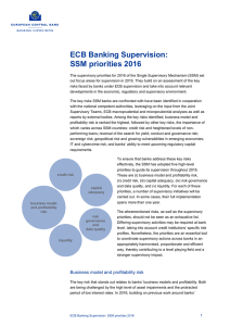 ECB Banking Supervision: SSM priorities 2016