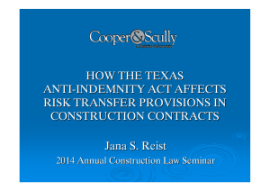 how the texas anti-indemnity act affects risk transfer