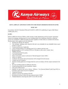 KENYA AIRWAYS` ADM POLICY EFFECTIVE FOR TICKETS