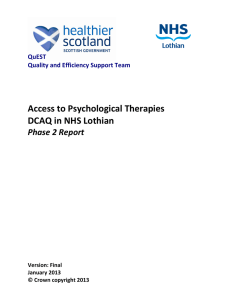 Access to Psychological Therapies DCAQ in NHS Lothian