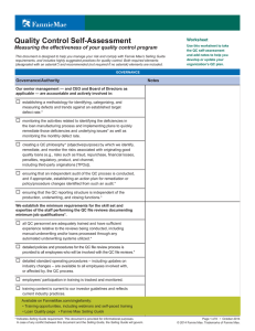 Quality Control Self-Assessment Worksheet