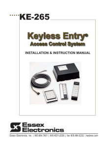 KE-265 Keyless Entry System Installation and Instruction Manual