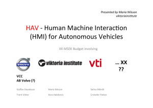 HAV -‐ Human Machine Interac]on (HMI) for Autonomous