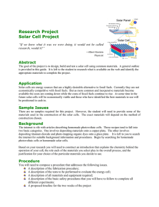 Research Project Solar Cell Project