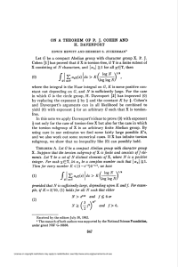 ON A THEOREM OF P. J. COHEN AND C I ^ / log N \ N ^ — P and f