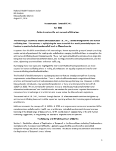 National Health Freedom Action Bill Analysis Massachusetts SB