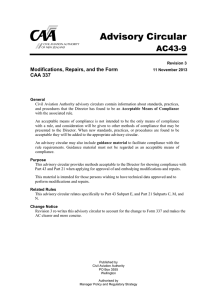 Advisory Circular AC43-9 Modifications, Repairs, and the Form CAA