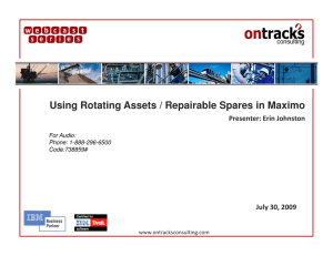 Using Rotating Assets / Repairable Spares in Maximo