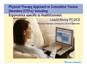 Physical Therapy Approach to Cumulative Trauma Disorders (CTD`s