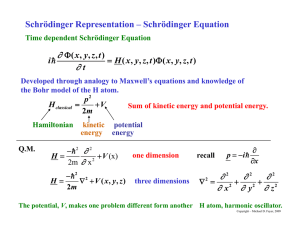 Schrödinger Representation – Schrödinger Equation ∂ ∂