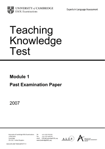TKT Past Paper 2007 Module 1