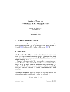 Lecture Notes on Soundness and Correspondence