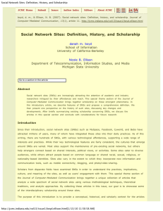 Social Network Sites: Definition, History, and Scholarship